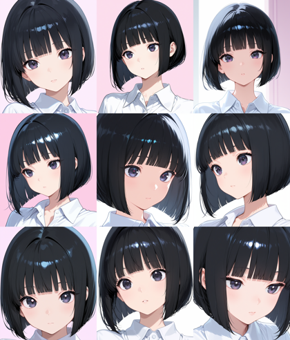 Raehoshi illust XL v9.1 - おかっぱ頭、ボブカットのヘアスタイルを表現するプロンプト、画像生成結果:画像4