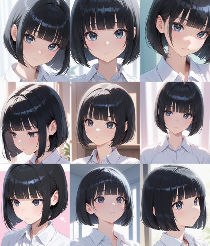 WAI-illustrious-SDXL v16.0 - おかっぱ頭、ボブカットのヘアスタイルを表現するプロンプト、画像生成結果:画像1