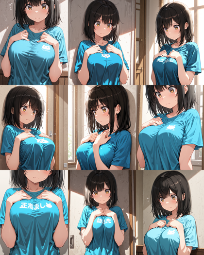 HakushiMix v1.41 - 胸の上に手を置くポーズを表現するプロンプト、画像生成結果:画像5