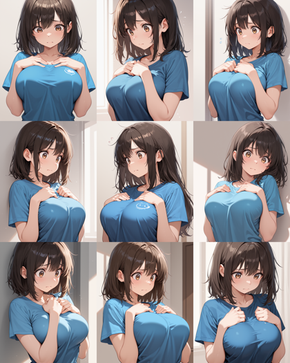 SteinIllustrious v16 - 胸の上に手を置くポーズを表現するプロンプト、画像生成結果:画像8