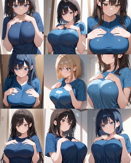 WAI-illustrious-SDXL v15.0 - 胸の上に手を置くポーズを表現するプロンプト、画像生成結果:画像2