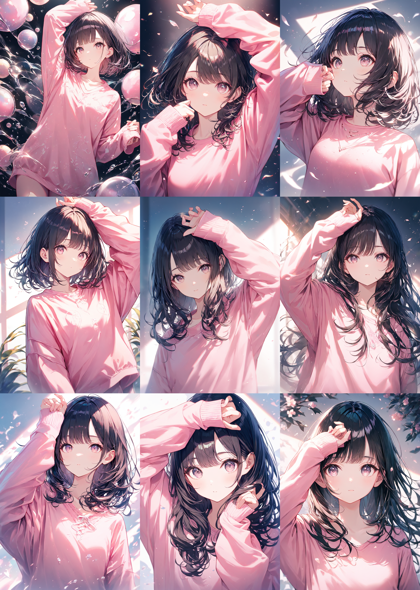 Animagine v4.0 opt - 手が袖に隠れている状態を表現をするプロンプト、画像生成結果:画像3