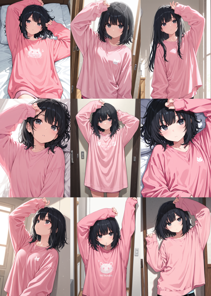 HakushiMix v1.41 - 手が袖に隠れている状態を表現をするプロンプト、画像生成結果:画像5