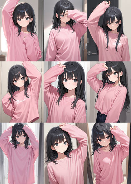 WAI-NSFW-Illustrious v14 - 手が袖に隠れている状態を表現をするプロンプト、画像生成結果:画像1