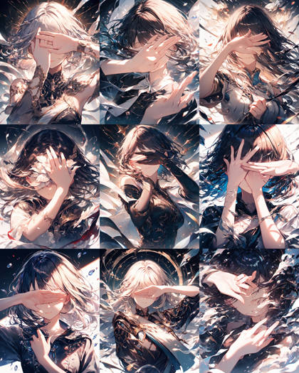 Animagine XL v4.0 opt - 手で顔を覆うポーズのプロンプト、画像生成結果:画像4