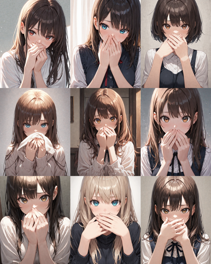 Nova Anime XL v10.0 - 手で顔を覆うポーズのプロンプト、画像生成結果:画像9