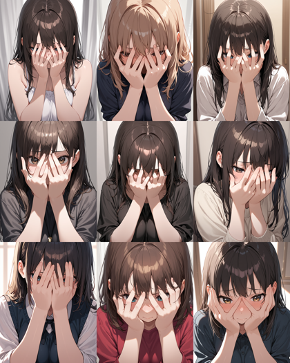 WAI-NSFW-Illustrious v14.0 - 手で顔を覆うポーズのプロンプト、画像生成結果:画像2