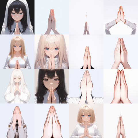 Hassaku XL v2.1 - 手を合わせるポーズのプロンプト・画像生成結果:画像3