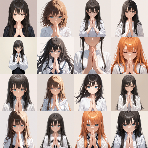 Nova Anime v5.5 - 手を合わせるポーズのプロンプト・画像生成結果:画像4
