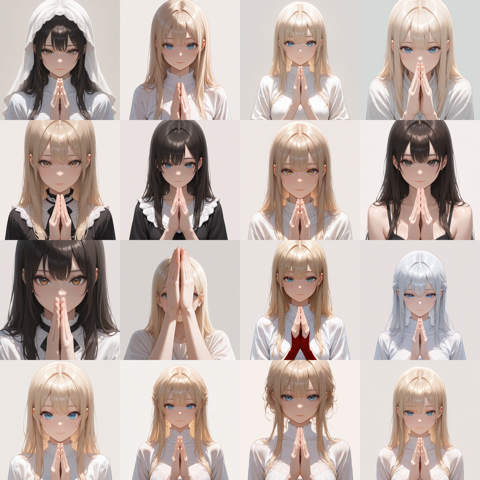 Prefect Illustrious v1.0 - 手を合わせるポーズのプロンプト・画像生成結果:画像5