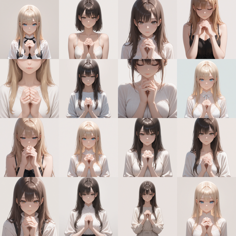 Prefect Illustrious v1.0 - 手を合わせるポーズのプロンプト・画像生成結果:画像11