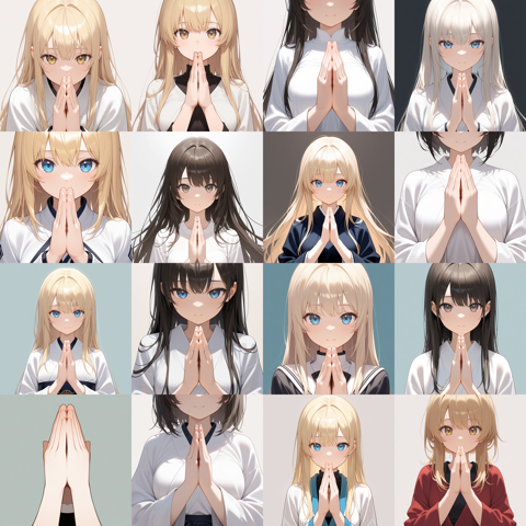 T-illunai3 v8.0 - 手を合わせるポーズのプロンプト・画像生成結果:画像6