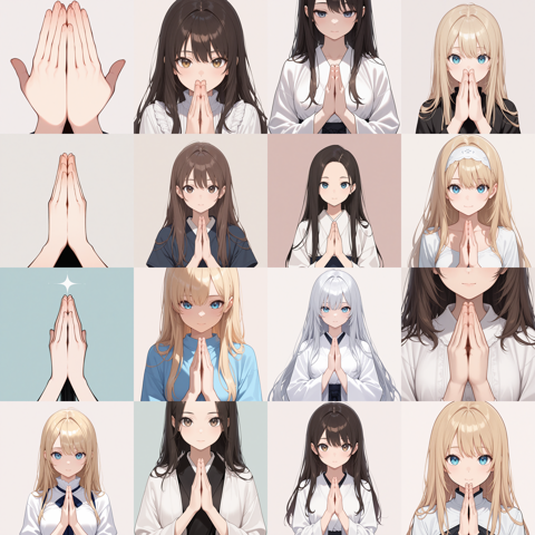 WAI-NSFW-Illustrious v12.0 - 手を合わせるポーズのプロンプト・画像生成結果:画像2