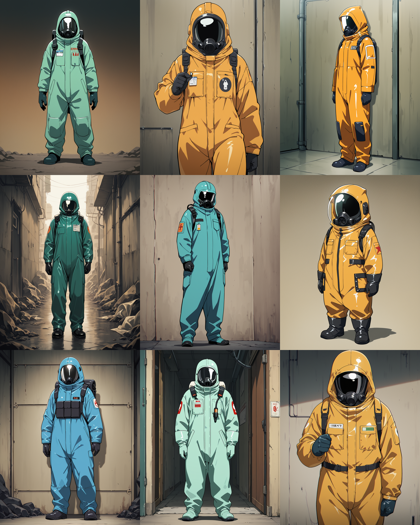 WAI-illustrious-SDXL v15.0 - 化学防護服、生物防護服を表現するプロンプト、画像生成結果:画像1