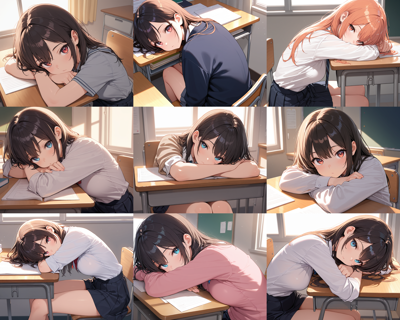 WAI-NSFW-Illustrious v14.0 - 机に突っ伏すポーズ (机に上半身をあずけて、うつぶせの姿勢になる) を表現するプロンプト、画像生成結果:画像7