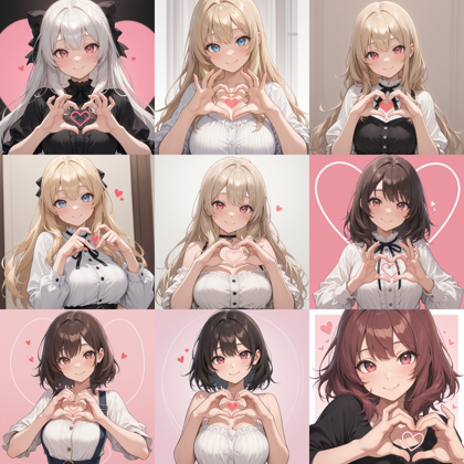 PieModels CherryPie - 手でハート型を作るポーズのプロンプト:画像6