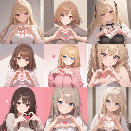 WAI-NSFW-Illustrious v14.0 - 手でハート型を作るポーズのプロンプト:画像2