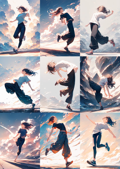 Animagine XL 4.0 opt - 踵で着地、接地しているポーズを表現するプロンプト、画像生成結果:画像5