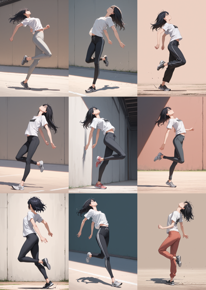 Diving-Illustrious Flat Anime v4.0 - 踵で着地、接地しているポーズを表現するプロンプト、画像生成結果:画像14