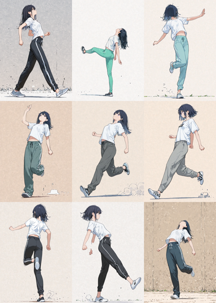 Kyaa - FlatAnime v2.0 - 踵で着地、接地しているポーズを表現するプロンプト、画像生成結果:画像50