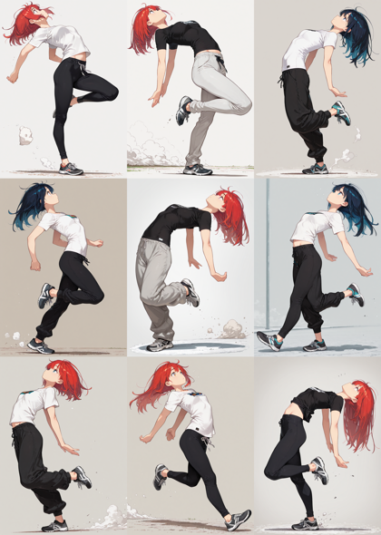 踵で着地、接地しているポーズを表現するプロンプト、画像生成結果:画像51