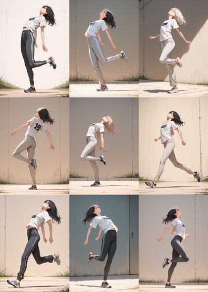 踵で着地、接地しているポーズを表現するプロンプト、画像生成結果:画像52