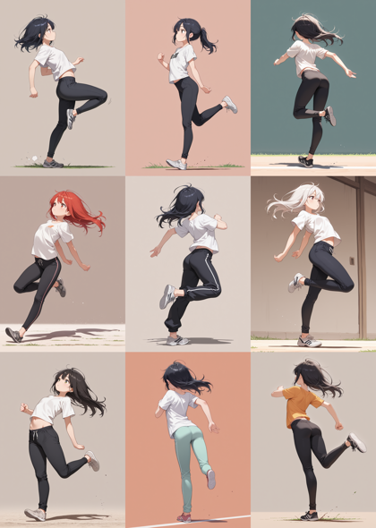 Perfect OVAnime - 踵で着地、接地しているポーズを表現するプロンプト、画像生成結果:画像53