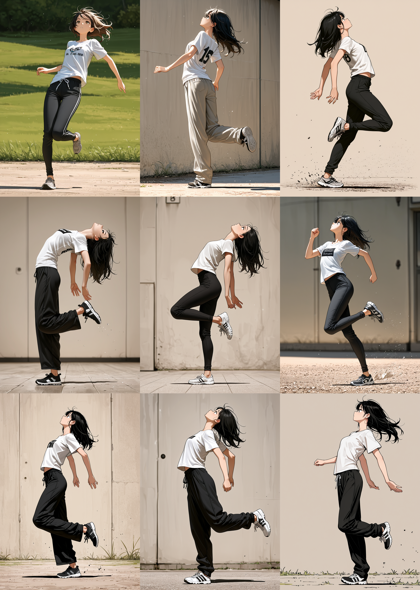 Plant Milk Walnut - 踵で着地、接地しているポーズを表現するプロンプト、画像生成結果:画像54