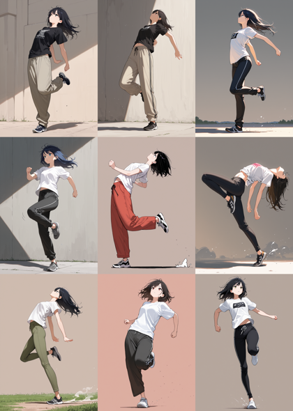 WAI-illustrious-SDXL v15.0 - 踵で着地、接地しているポーズを表現するプロンプト、画像生成結果:画像1