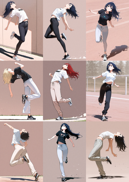 yoiko style model v2.0 - 踵で着地、接地しているポーズを表現するプロンプト、画像生成結果:画像27