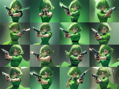 Model: CounterfeitXL V1.0 - 拳銃を構えるポーズのプロンプト・画像生成結果:画像9