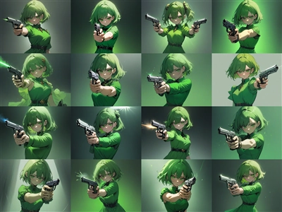 Model: CounterfeitXL-V1.0 - 拳銃を構えるポーズのプロンプト・画像生成結果:画像14