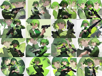 Model: Counterfeit V3.0 - 拳銃を構えるポーズのプロンプト・画像生成結果:画像13