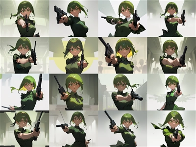 Model: Counterfeit V3.0 - 拳銃を構えるポーズのプロンプト・画像生成結果:画像18