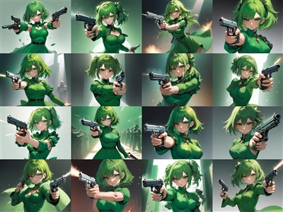 Model: SDXL Yamer's Anime Ultra Infinity V3.0 - 拳銃を構えるポーズのプロンプト・画像生成結果:画像15