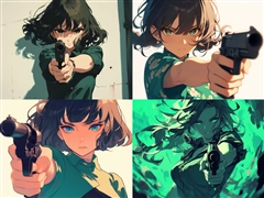 拳銃を構えるポーズのプロンプト・画像生成結果:画像19