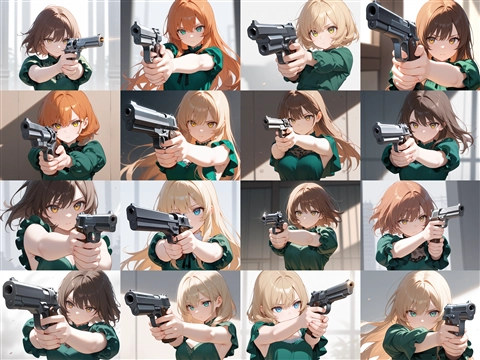 T-illunai3 v8.0 - 拳銃を構えるポーズのプロンプト・画像生成結果:画像6