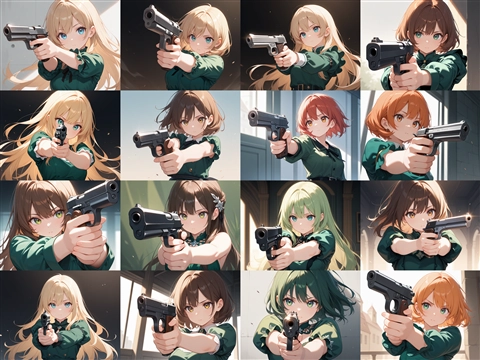 ZUKI anime ILL v4.0 - 拳銃を構えるポーズのプロンプト・画像生成結果:画像7