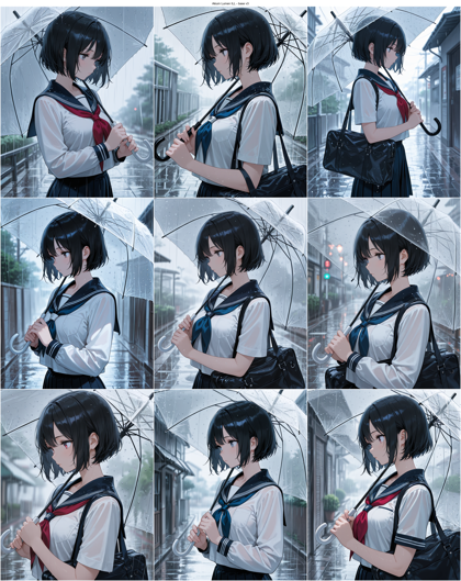 Akium Lumen ILL - base v3 - 傘をさすキャラクターを表現するプロンプト、画像生成結果:画像7