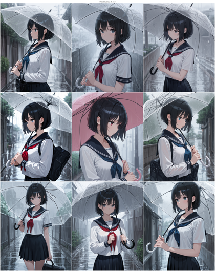 Prefect illustrious XL v7.0 - 傘をさすキャラクターを表現するプロンプト、画像生成結果:画像3