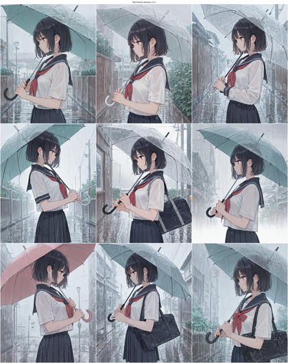 RIN Flanime Illustrious v3.0 - 傘をさすキャラクターを表現するプロンプト、画像生成結果:画像8