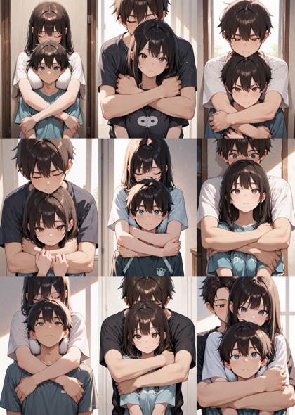 Nova Anime XL v17.0 - 後ろから抱きしめているシーンを表現するプロンプト、画像生成結果:画像2