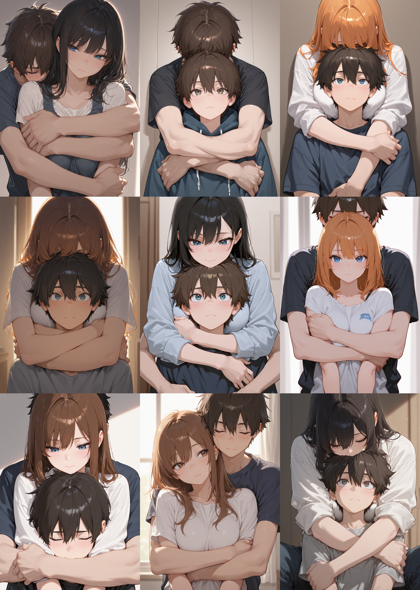 Pie - Models Lemon - 後ろから抱きしめているシーンを表現するプロンプト、画像生成結果:画像8