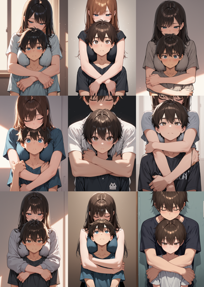 Prefect illustrious XL v7.0 - 後ろから抱きしめているシーンを表現するプロンプト、画像生成結果:画像3