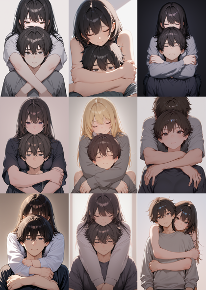 Raehoshi illust XL v9.1 - 後ろから抱きしめているシーンを表現するプロンプト、画像生成結果:画像4