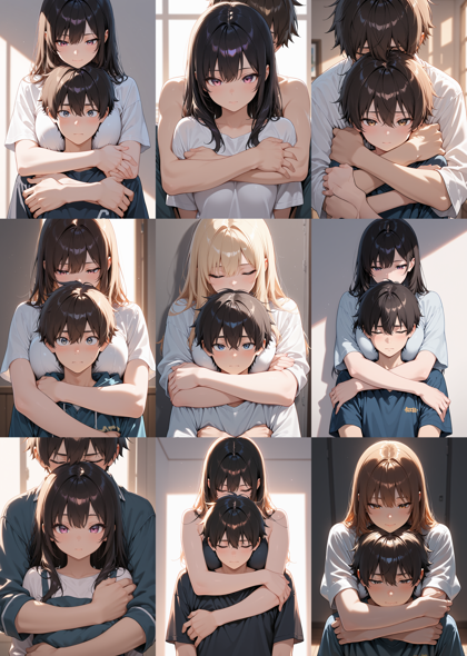 RANDOM_MIX_2D alt3 - 後ろから抱きしめているシーンを表現するプロンプト、画像生成結果:画像10