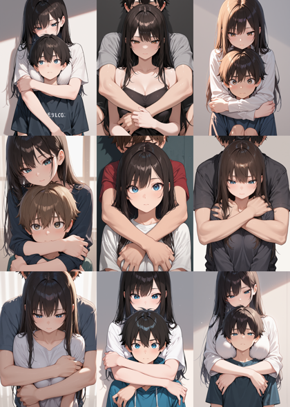 REED_XXX_illustrious_SDXL v11.0 - 後ろから抱きしめているシーンを表現するプロンプト、画像生成結果:画像5