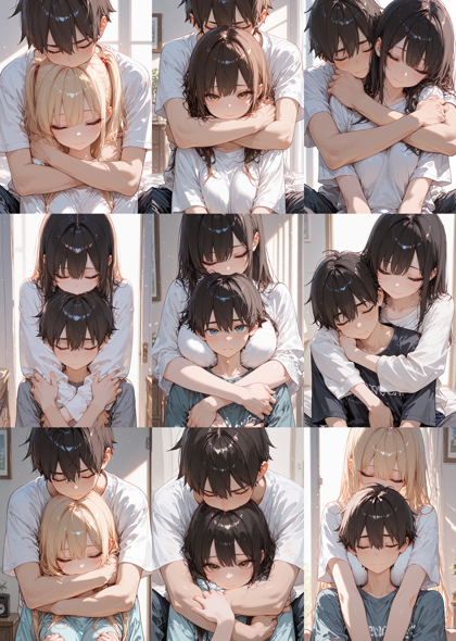 RIN Anime ArtFlow Illustrious v4.0 - 後ろから抱きしめているシーンを表現するプロンプト、画像生成結果:画像7