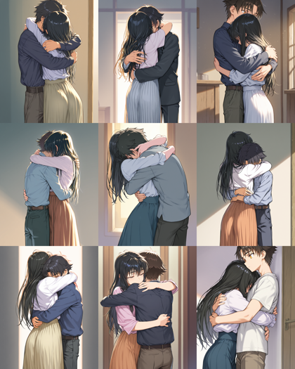 WAI-illustrious-SDXL v16.0 - 抱き合っているシーンを表現するプロンプト、画像生成結果:画像8