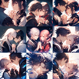 Animagine XL v4.0 opt - 恋人繋ぎで手をつなぐプロンプト・画像生成結果:画像1